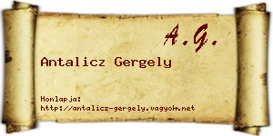 Antalicz Gergely névjegykártya